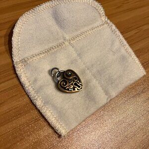 James Avery Sterling Silver Bronze Verona Heart Shaped Lock Charm Pendant